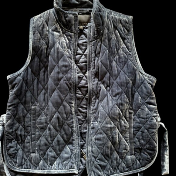 Banana Republic Blue Velvet Quilted Vest Size S - Picture 1 of 6